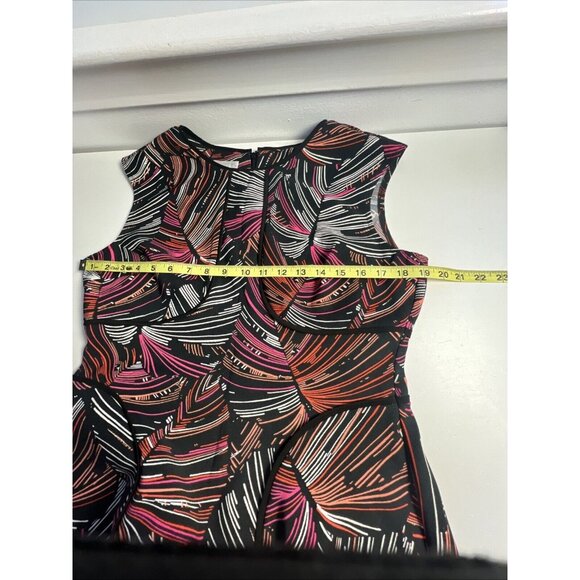 London Times Black Coral Pink White Trim Detail Flare Tea Dress 12 Babydoll y2k - Picture 7 of 9